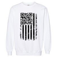 Funny Qr Scan Me President Trump 45 47 Dancing Code Flag Garment-Dyed Sweatshirt