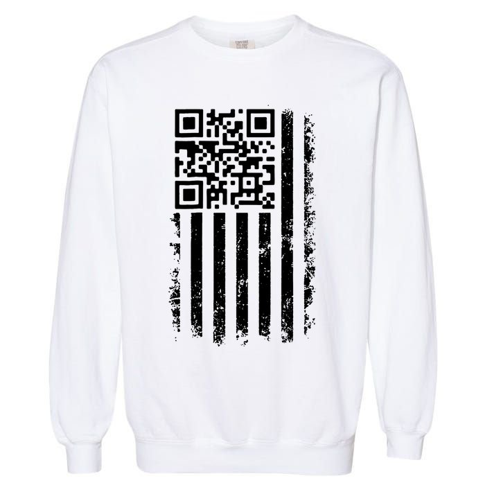 Funny Qr Scan Me President Trump 45 47 Dancing Code Flag Garment-Dyed Sweatshirt