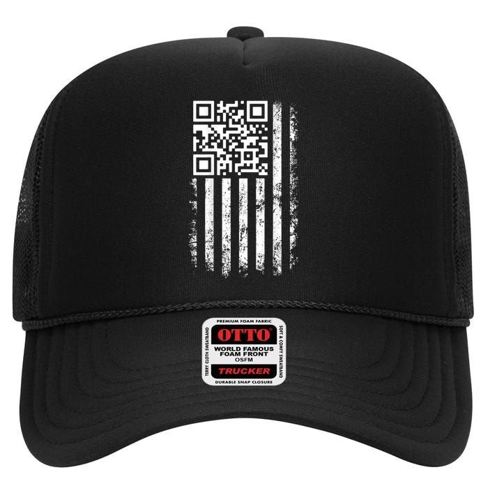 Funny Qr Scan Me President Trump 4547 Trump Dancing Code High Crown Mesh Back Trucker Hat