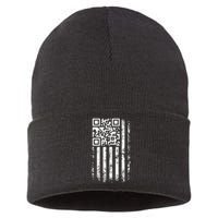 Funny Qr Scan Me President Trump 4547 Trump Dancing Code Sustainable Knit Beanie