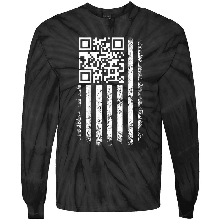 Funny Qr Scan Me President Trump 4547 Trump Dancing Code Tie-Dye Long Sleeve Shirt