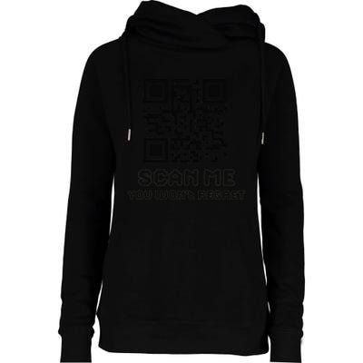 Funny Qr Scan Me Interactive Code For Humor Lovers Womens Funnel Neck Pullover Hood