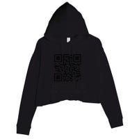 Funny Qr Scan Me Interactive Code For Humor Lovers Crop Fleece Hoodie