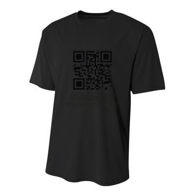 Funny Qr Scan Me Interactive Code For Humor Lovers Youth Performance Sprint T-Shirt