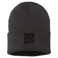 Funny Qr Scan Me Interactive Code For Humor Lovers Sustainable Knit Beanie