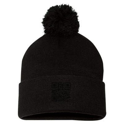 Funny Qr Scan Me Interactive Code For Humor Lovers Pom Pom 12in Knit Beanie