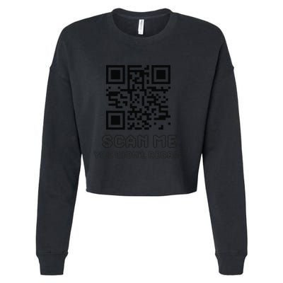 Funny Qr Scan Me Interactive Code For Humor Lovers Cropped Pullover Crew