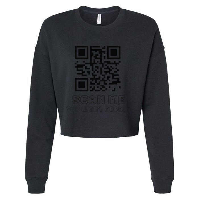 Funny Qr Scan Me Interactive Code For Humor Lovers Cropped Pullover Crew