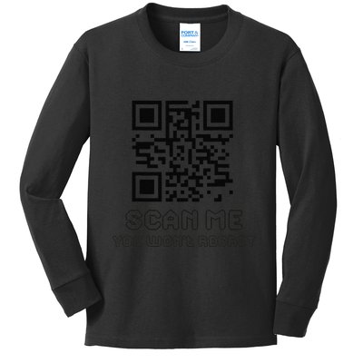 Funny Qr Scan Me Interactive Code For Humor Lovers Kids Long Sleeve Shirt