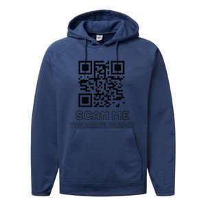 Funny Qr Scan Me Interactive Code For Humor Lovers Performance Fleece Hoodie