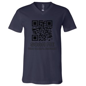 Funny Qr Scan Me Interactive Code For Humor Lovers V-Neck T-Shirt