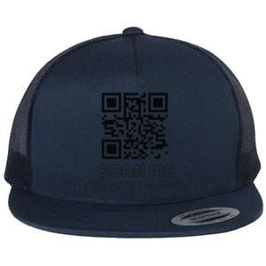 Funny Qr Scan Me Interactive Code For Humor Lovers Flat Bill Trucker Hat