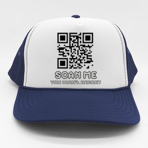 Funny Qr Scan Me Interactive Code For Humor Lovers Trucker Hat