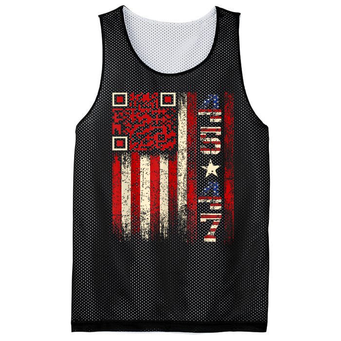 Funny Qr Scan Me President Trump 45/47 Trump Dancing Code Mesh Reversible Basketball Jersey Tank