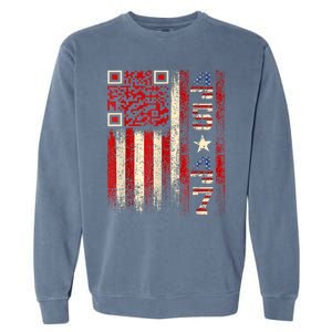 Funny Qr Scan Me President Trump 45/47 Trump Dancing Code Garment-Dyed Sweatshirt