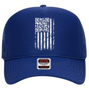 Funny Qr Scan Me President Trump 4547 Trump Dancing Code High Crown Mesh Back Trucker Hat