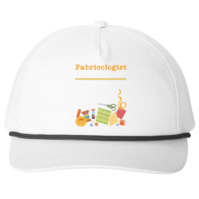 Fabricologist Quilter Sewing Quilting Sewer Needlework Snapback Five-Panel Rope Hat