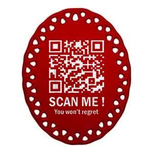 Funny Qr Scan Me President Trump 4547 Trump Dancing Code Ceramic Oval Ornament