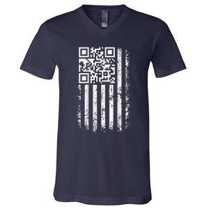 Funny Qr Scan Me President Trump 45 47 Trump Dancing Code V-Neck T-Shirt