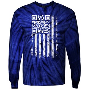 Funny Qr Scan Me President Trump 45 47 Trump Dancing Code Tie-Dye Long Sleeve Shirt