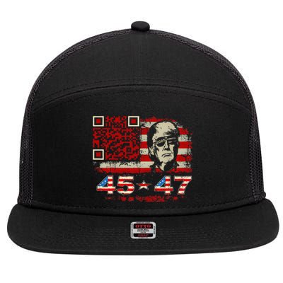 Funny Qr Scan Me President Trump 4547 Trump Dancing Code 7 Panel Mesh Trucker Snapback Hat