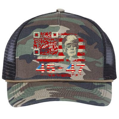 Funny Qr Scan Me President Trump 4547 Trump Dancing Code Retro Rope Trucker Hat Cap