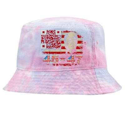 Funny Qr Scan Me President Trump 4547 Trump Dancing Code Tie-Dyed Bucket Hat