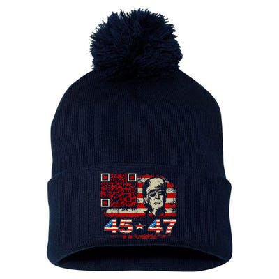 Funny Qr Scan Me President Trump 4547 Trump Dancing Code Pom Pom 12in Knit Beanie