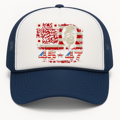 Funny Qr Scan Me President Trump 4547 Trump Dancing Code Trucker Hat