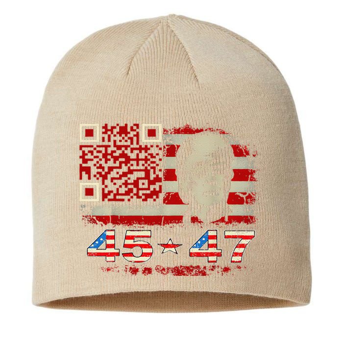 Funny Qr Scan Me President Trump 4547 Trump Dancing Code Sustainable Beanie