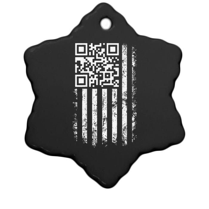 Funny Qr Scan Me President Trump 4547 Trump Dancing Code Gift Ceramic Star Ornament