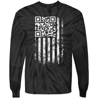 Funny Qr Scan Me President Trump 4547 Trump Dancing Code Gift Tie-Dye Long Sleeve Shirt