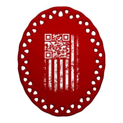 Funny Qr Scan Me President Trump 4547 Trump Dancing Code Gift Ceramic Oval Ornament