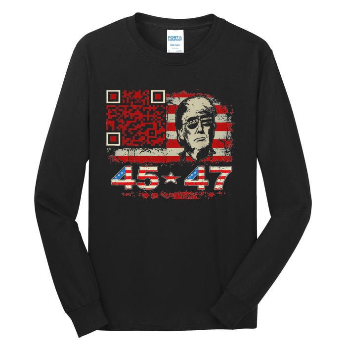 Funny Qr Scan Me President Trump 4547 Trump Dancing Code Tall Long Sleeve T-Shirt