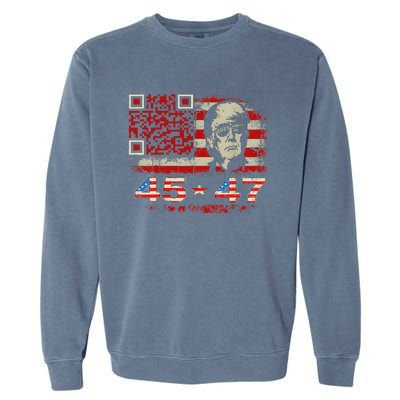 Funny Qr Scan Me President Trump 4547 Trump Dancing Code Garment-Dyed Sweatshirt