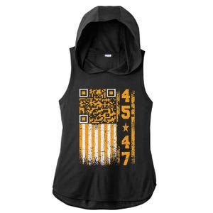 Funny Qr Scan Me President Trump 4547 Trump Dancing Code Ladies PosiCharge Tri-Blend Wicking Draft Hoodie Tank