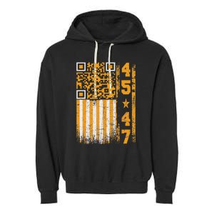 Funny Qr Scan Me President Trump 4547 Trump Dancing Code Garment-Dyed Fleece Hoodie