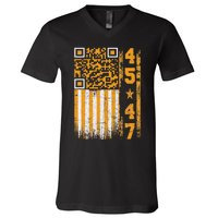 Funny Qr Scan Me President Trump 4547 Trump Dancing Code V-Neck T-Shirt