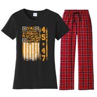 Funny Qr Scan Me President Trump 4547 Trump Dancing Code Women's Flannel Pajama Set