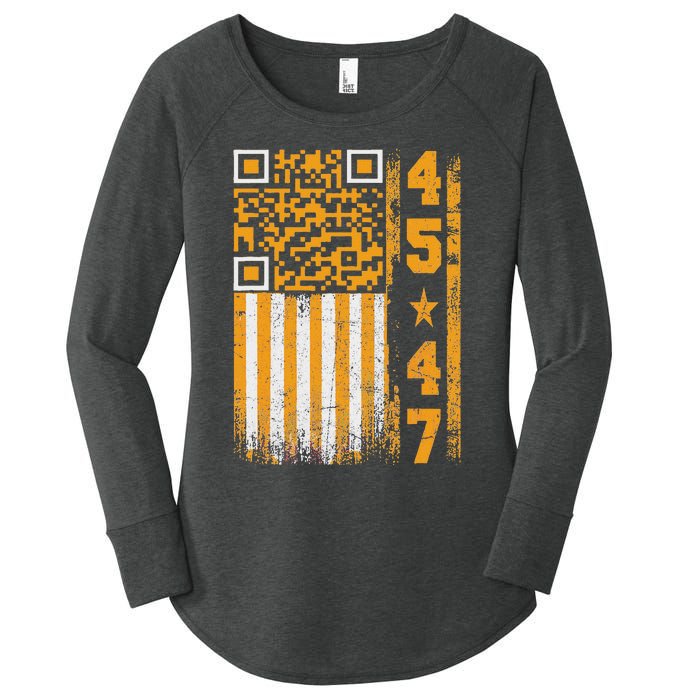 Funny Qr Scan Me President Trump 4547 Trump Dancing Code Women's Perfect Tri Tunic Long Sleeve Shirt