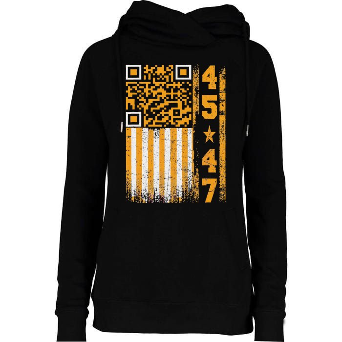 Funny Qr Scan Me President Trump 4547 Trump Dancing Code Womens Funnel Neck Pullover Hood