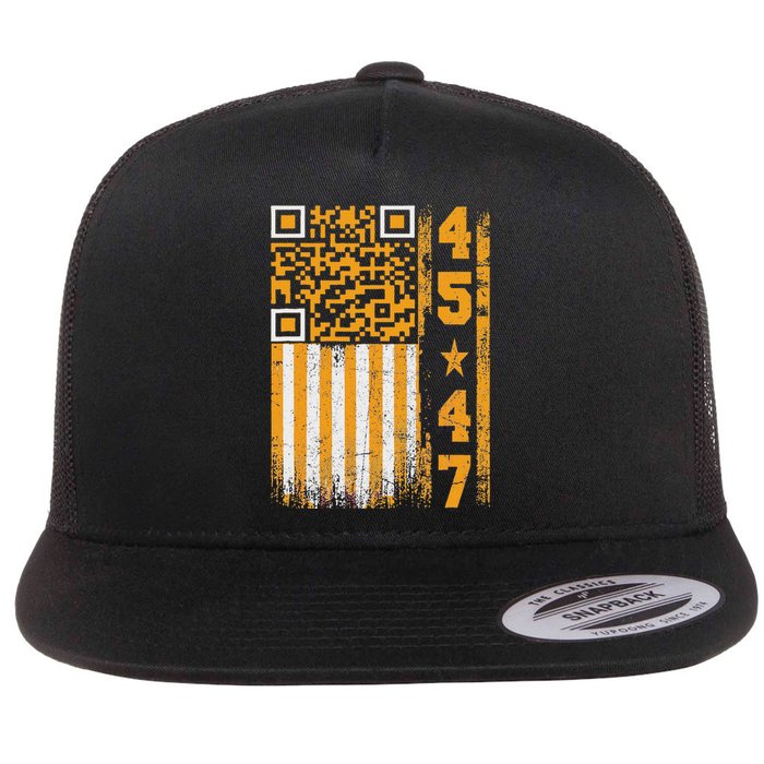 Funny Qr Scan Me President Trump 4547 Trump Dancing Code Flat Bill Trucker Hat