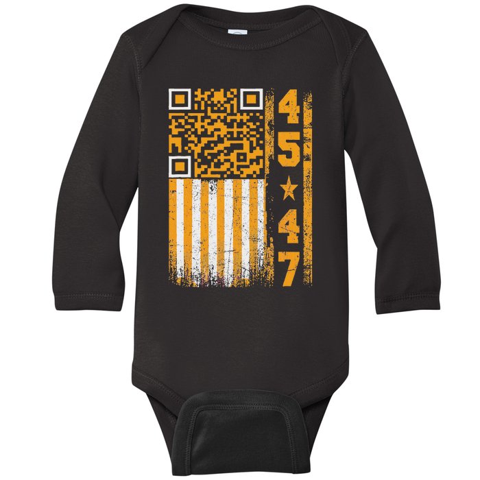 Funny Qr Scan Me President Trump 4547 Trump Dancing Code Baby Long Sleeve Bodysuit