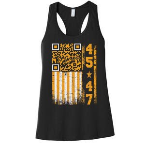 Funny Qr Scan Me President Trump 4547 Trump Dancing Code Women's Racerback Tank