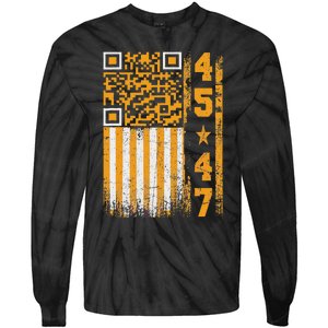 Funny Qr Scan Me President Trump 4547 Trump Dancing Code Tie-Dye Long Sleeve Shirt