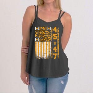 Funny Qr Scan Me President Trump 4547 Trump Dancing Code Women's Strappy Tank