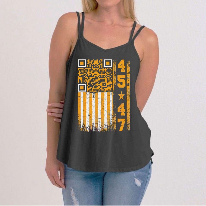 Funny Qr Scan Me President Trump 4547 Trump Dancing Code Women's Strappy Tank