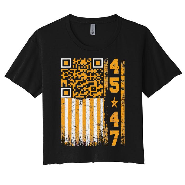 Funny Qr Scan Me President Trump 4547 Trump Dancing Code Women's Crop Top Tee