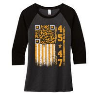 Funny Qr Scan Me President Trump 4547 Trump Dancing Code Women's Tri-Blend 3/4-Sleeve Raglan Shirt