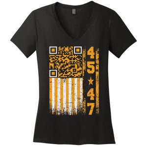 Funny Qr Scan Me President Trump 4547 Trump Dancing Code Women's V-Neck T-Shirt